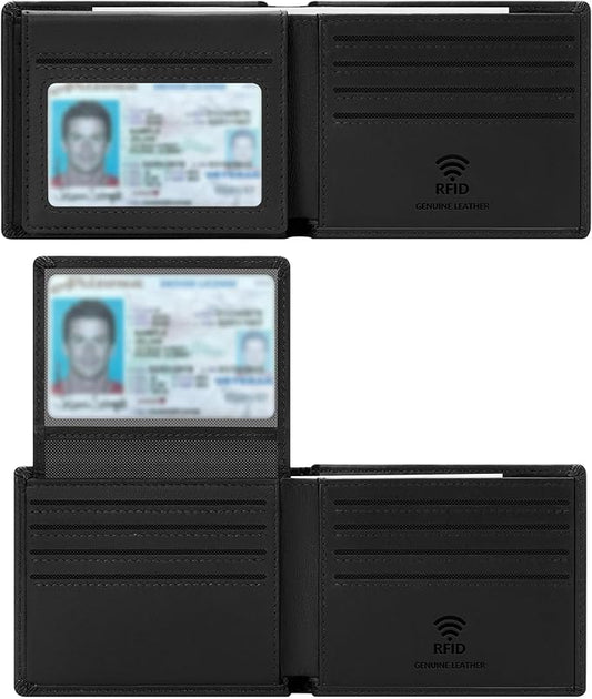 Travelambo Genuine Leather Wallet for Men with Gift Box - Handmade Bifold Stylish - Mens Wallets Rfid Blocking with 2 ID W...