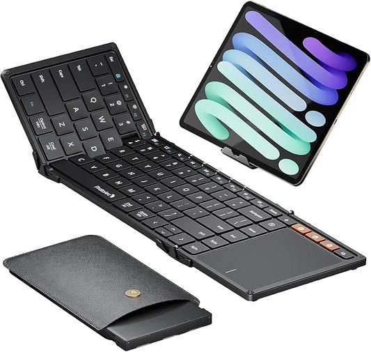 ProtoArc Foldable Keyboard with Touchpad, XK01 TP Folding Portable Keyboard, Full Size Keys, Large Trackpad Bluetooth Trav...