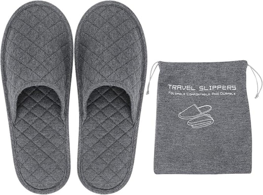 Ibluelover Portable Travel Spa Slippers Foldable Flat Closed Toe Home Shoes with Non-Slip Sole Spa Hotel Slippers Washable...