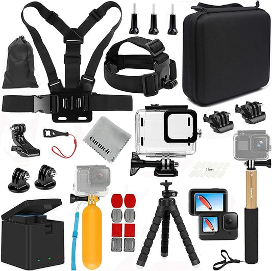 Gurmoir Accessories Kit with 2Battery and Charger for Go Pro 12 11 10 9 Camera, Top 10 Essential Accessories Bundle Compat...