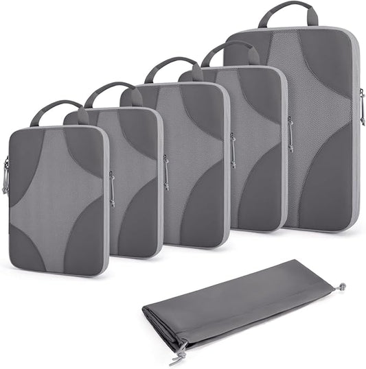 BAGSMART Hanging Compression Packing Cubes, 6 Set Large Suitcase Organizer Bags Set, Cruise Travel Essentials for Women