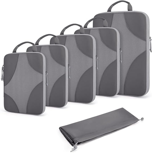 BAGSMART Hanging Compression Packing Cubes, 6 Set Large Suitcase Organizer Bags Set, Cruise Travel Essentials for Women