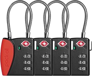 pack all TSA Approved Cable Luggage Locks, 3 Digit Combination Padlocks, Travel Lock for Suitcases & Bag, Alloy Body, Trav...
