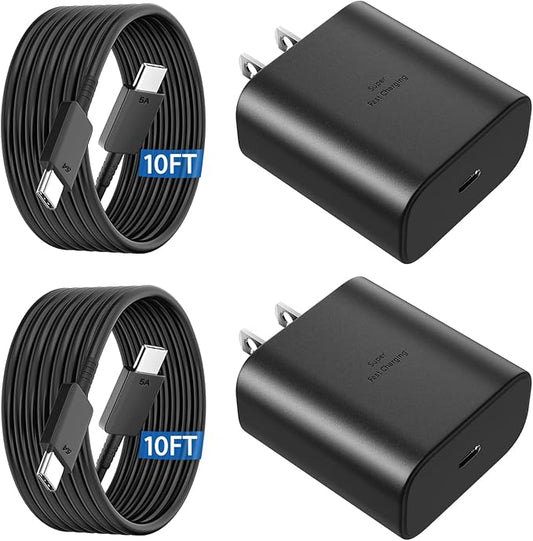 45W USB C Super Fast Charger Type C Charger Fast Charging Android Phone Charger Block with 10FT Type C Charging Cable for ...