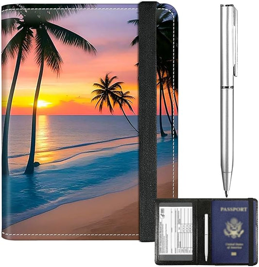 BFDHGQZC Passport and Vaccine Card Holder Cover Combo Passport Holder for Travel PU Leather RFID-blocking Vaccine Card Slo...