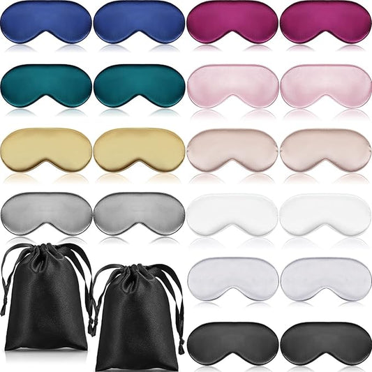 20 Pieces Silk Sleep Mask Eye Mask with Adjustable Strap Sleeping Cover Eye Cover Blindfold for Women Men Sleeping Travel(...