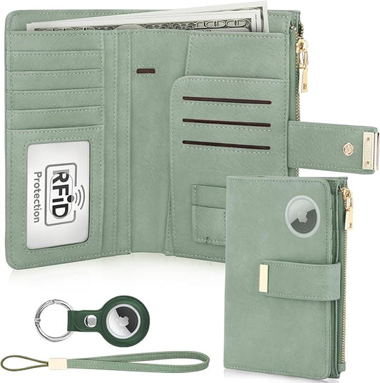 HUANLANG Passport Holder with Airtag for Women/Men, Airtag Passport Wallet for Travel Leather Passport Holder RFID Blockin...