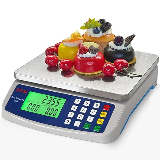 Large Digital Kitchen Scale 40kg/88lb Stainless Steel Price Computing Scale Counting Scale Deli Scale with LCD Display for...