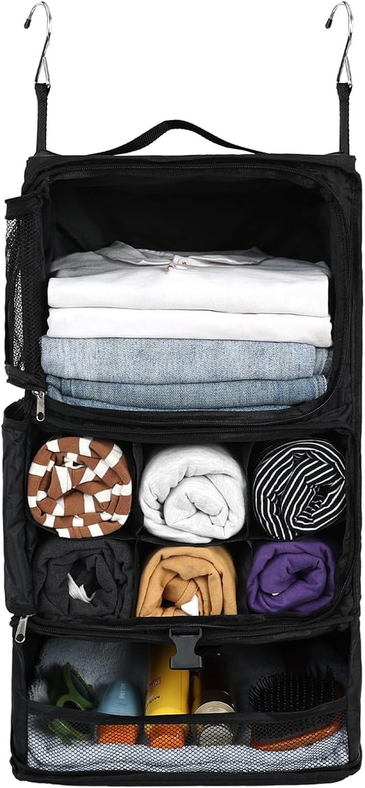 Surblue Hanging Shelves Travel Storage Bag Compression Packing Cube for Suitcase Collapsible with Extension Layer Large Ca...