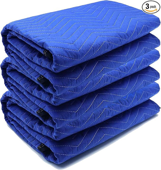 3 Pack Moving Blankets 40x72in Heavy Duty Padded Packing Blankets for Moving Shipping Protecting Furniture Professional Qu...