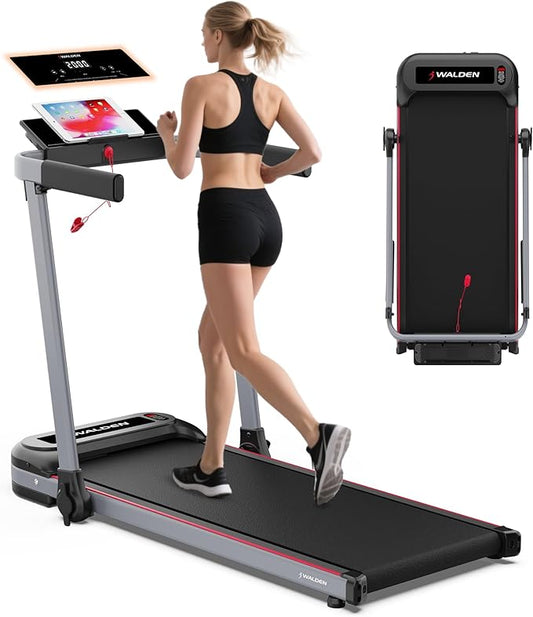Walden Sports Folding Electric Treadmill with Handle - Portable Running Machine LCD Screen - 6.2mp/h Adjustable Speed