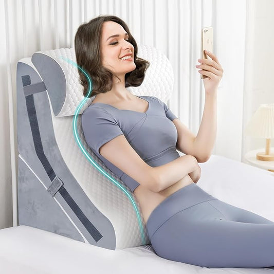 Simpledad Wedge Pillow for Sleeping, Orthopedic Bed Wedge Pillow Set, 15-in-1 3PCS Adjustable Memory Foam Wedge Pillows Po...