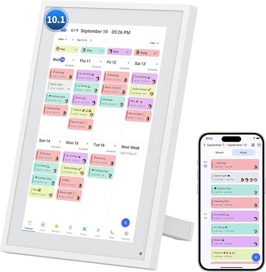 Calendar Digital 10.1 Inch, Digital Frame Combined Smart Touch Screen Electronic Wall Planner Family Organizer Chore for F...