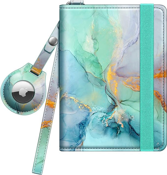 Fintie Passport Holder with Airtag Holder, Slim Travel Wallet RFID Blocking Passport Cover Protector Essentials with Credi...