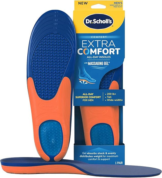 Dr. Scholl’s Extra Comfort Support Insoles Men, Size 8-14, 1 Pair: All-Day Comfort Shoe Inserts with Massaging Gel for Big...