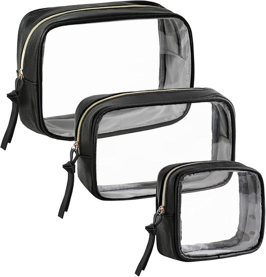 Vorspack Travel Makeup Bag - 3 Pack Travel Toiletry Bag for Women Clear Cosmetic Bag Makeup Organizer Zipper Pouch for Tra...