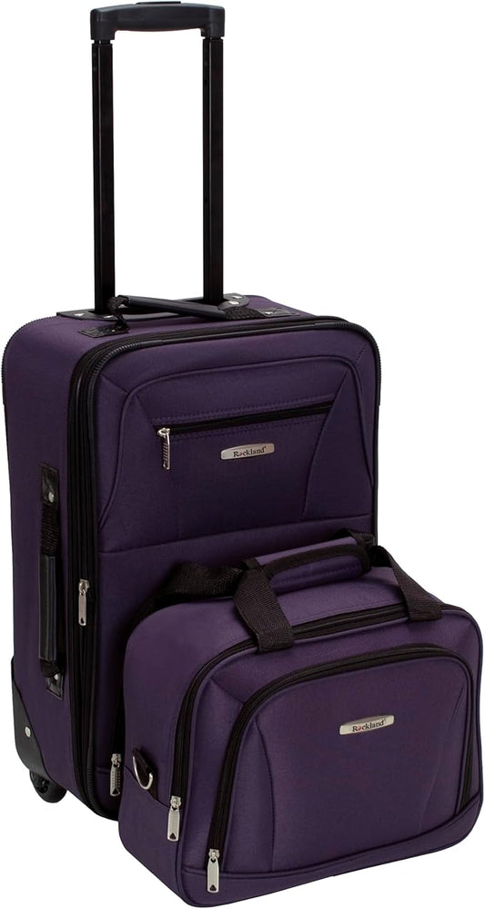 Rockland Fashion Expandable Softside Upright Luggage Set, Purple, 2-Piece (14/19)