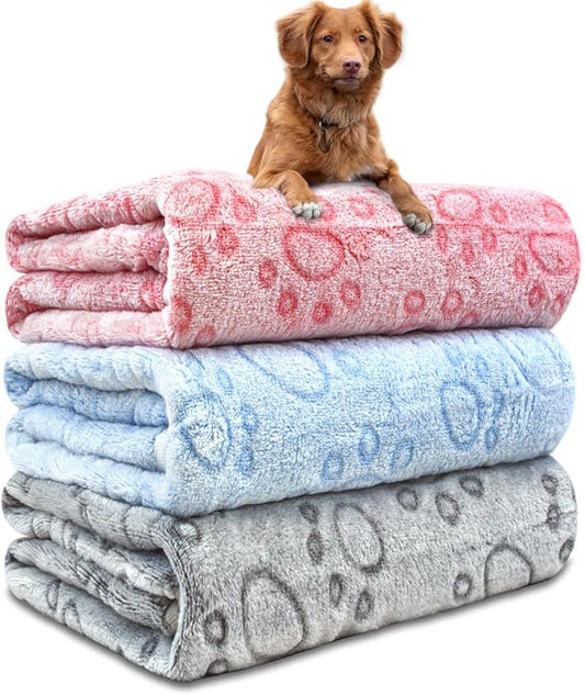 3 Pack Dog Blankets for Small Dogs, 23''x16'' Washable Dog Blanket, Soft Pet Blankets for Cat、Rabbit、Guinea Pig Small Anim...