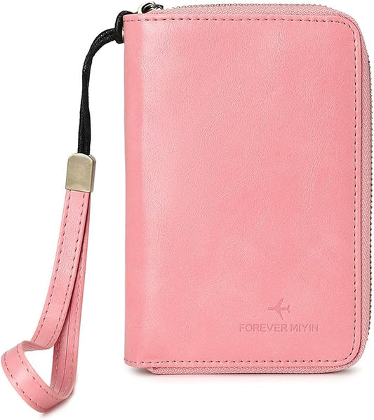 LEEXTON RFID Blocking Passport Holder for Wallet,with Zipper Travel Wallet Credit Cards Case Women Men Passport Cover Wallet