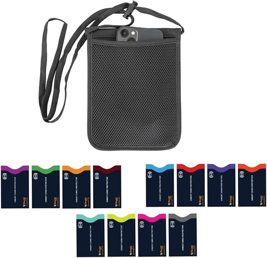 Complete RFID Travel Security Kit - Sleeves, Neck Wallet, and Passport Holder for Ultimate Protection.