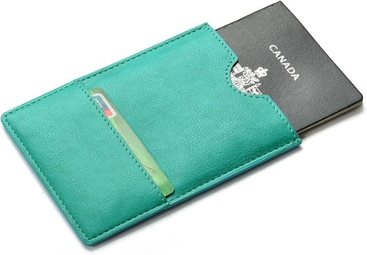 XEYOU Passport Holder Cover - Ultra Slim Premium Vegan Leather Travel Wallet Case Cover (Green)