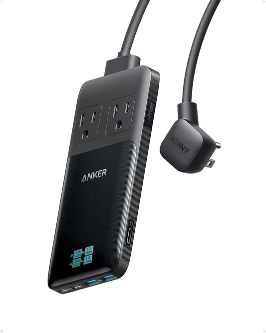 Anker Prime 6-in-1 USB C Charging Station, 140W Compact Power Strip for Work and Travel, 5 ft Detachable Extension Cord wi...
