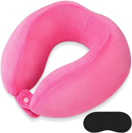 FEUFOAM Neck Pillow Adjustable Memory Foam Travel Pillow Soft U Shaped Headrest Neck Support Pillows for Airplanes Sleepin...