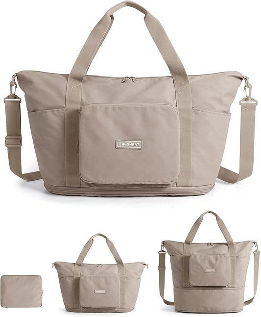 BAGSMART Foldable Travel Bag, 37L Duffle Bag for Travel, Expendable Carry on Weekender Duffel, Lightweight Personal Item B...