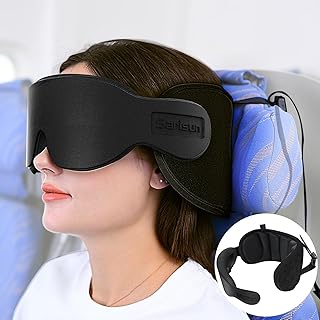 SARISUN Travel Pillows for Airplanes, 360° Support Headrest Pillow with Eye Mask for Sleeping Long Flights, Travel Pillow ...