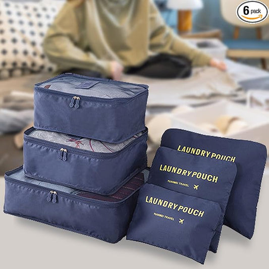 Packing Cubes 6 Set Travel Essentials for Carry on Luggage Organizers Suitcase Travel Accessories (Navy Blue)