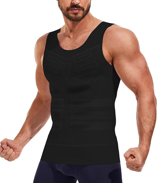 Nebility Shapewear Mens Compression Shirt Slimming Vest Body Shaper Undershirt Workout Tank Top Tummy Control