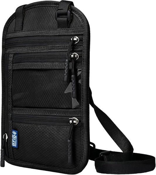 vastsky RFID Blocking Travel Neck Wallet–Hidden Passport Holder & Anti-Theft Money Pouch for Men & Women, Lightweight Conc...