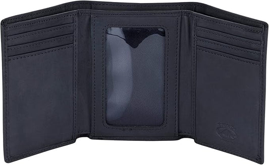 Stealth Mode Trifold Leather Wallet for Men with RFID Blocking