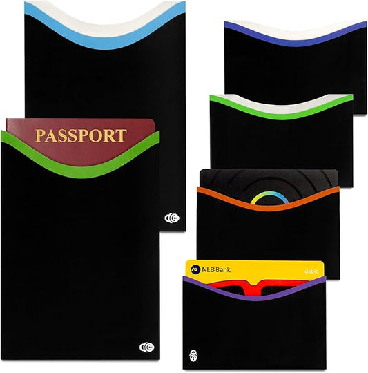 RFID Blocking Credit Card & Passport Sleeves (4 Long Side Credit Card & 2 Passport Protectors) – RFID Blocking Identity Th...