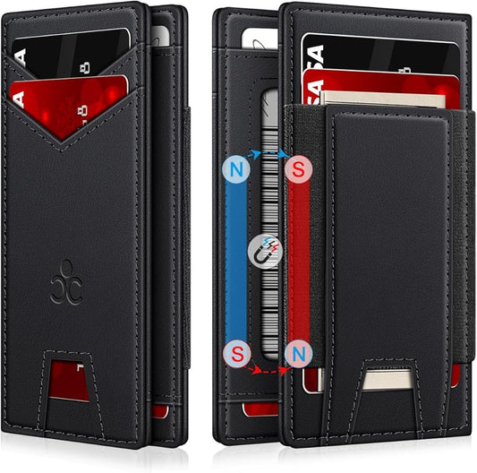 Wallet for Men Slim Leather Wallets for 9-13 Cards, RFID Blocking Thin Card Holder Wallet with ID Window & Stretchable Cas...