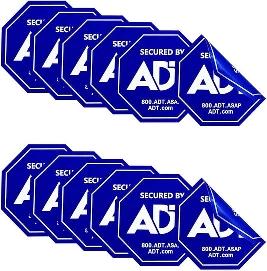 12 Pack ADT Security Stickers, Double-Sided ADT Security Decals,HD Printed Security Stickers for Windows, Door, Indoor/Out...