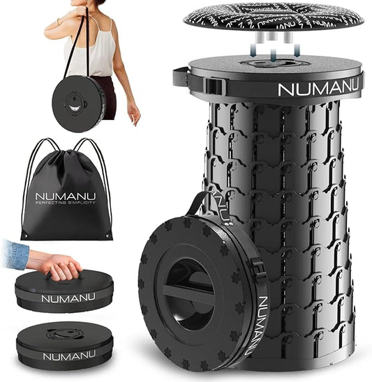 NUMANU 2025 Upgraded XXL Collapsible Stool with Cushion & Bag, 1000lbs Max Weight, 19.7" Heavy Duty Portable Retractable T...