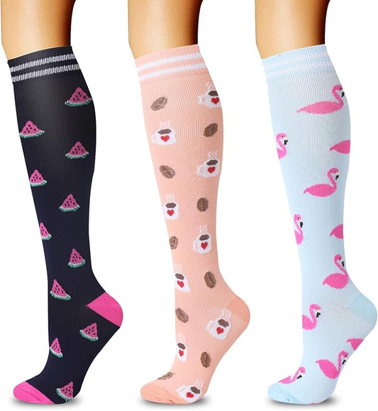 QZLKNIT 20-30mmHg Graduated Compression Socks for Men & Women – Medical Grade Circulation Support – Running, Travel, Recovery