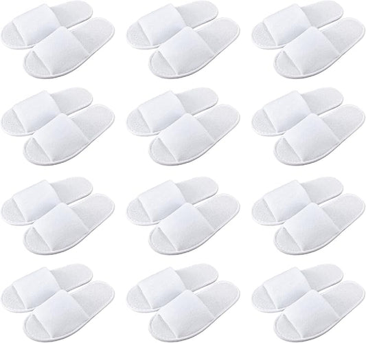 Silicherry 12 Pairs House Slippers for Guests Disposable Open Toe Spa Slippers Unisex Travel Slipper Bulk for Halloween Ch...