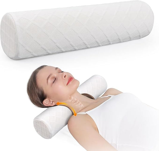 Cozyhealth Cervical Roll Pillow, Medium Soft Memory Foam Neck Round Pillow Cylinder Bolster Pillow for Sleeping, Round Nec...