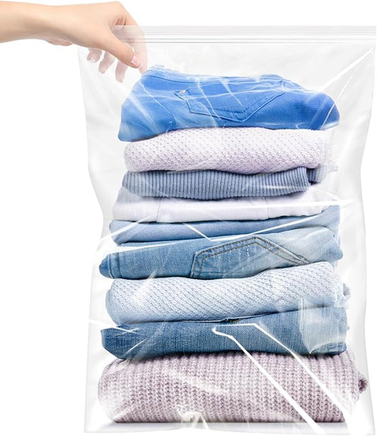 Large 5 Gallon Plastic Zipper Storage Bags, 18x24 Inches Clear Reclosable Storage Bags 12Pieces