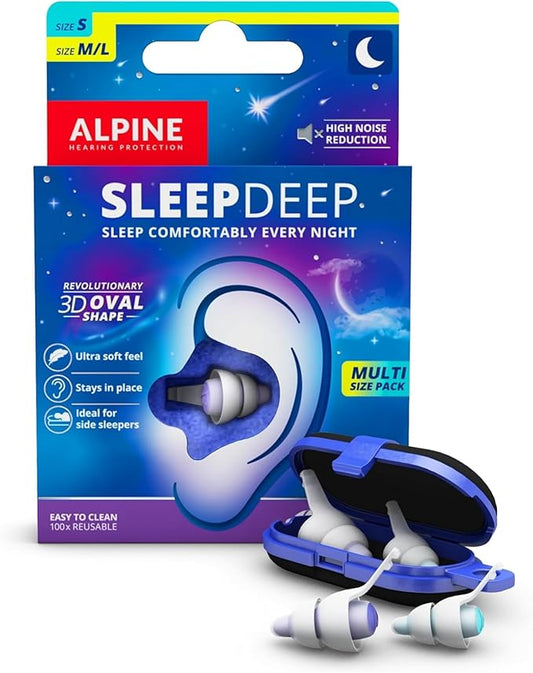 Alpine SleepDeep Multisize - Soft Ear Plugs for Sleeping and Concentration - New 3D Oval Shape and Noise Reducing Gel for ...