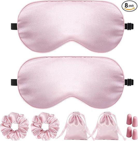 JroyJoy Silk Sleep Mask for Women - 100% Blackout, Super Soft Eye Mask for Side Sleepers, Sleeping Mask with Adjustable St...