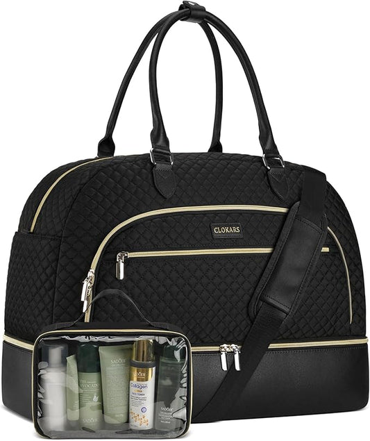 CLOKARS Weekender Bags for Women, Large Travel Duffel Bag Carry on Overnight Bag with Shoe Compartment and Toiletry Bag fo...
