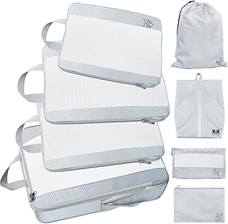 Simpelg Compression Packing Cubes for Travel Expandable Mesh Packing Organizer Waterproof Portable Luggage Organizer Busin...