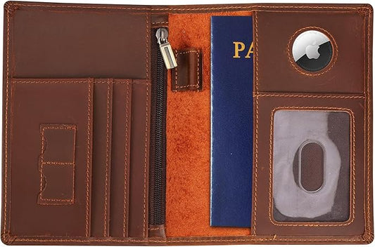 STAR VISTA Phoenix Leather Passport Holder, Full Grain Leather Travel Wallet - Slim, Bifold, RFID Blocking, ID Window, Coi...