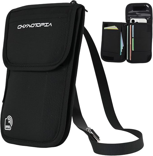 Neck Wallet & RFID Blocking Passport Holder for Travel – Waterproof Hidden Travel Wallet with Card Slots, Adjustable Stra...