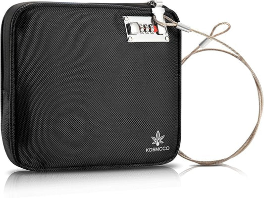 KOSMCCO Anti-Theft Locking Beach Bag, 9x7.5-inch Portable Beach Safe for Securing Your Valuables and Phone – Black