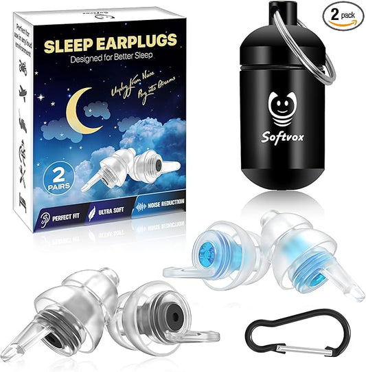Softvox Ear Plugs for Sleeping, Comfy Reusable Earplugs for Sleep, Snoring, Deep Focus, Travel, Noise Sensitivity, Tinnitu...