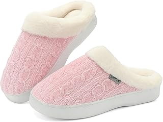 UBFEN Womens Slippers Classic Plaid Winter Warm with Memory Foam Fluffy House Shoes Platform Indoor Bedroom